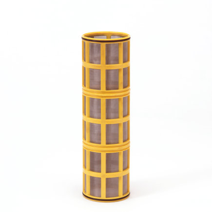 Amiad Zylindersieb für Kunststofffilter 3", T x L = 100 x 370 mm, Siebperforation 0,10 mm, gelb 