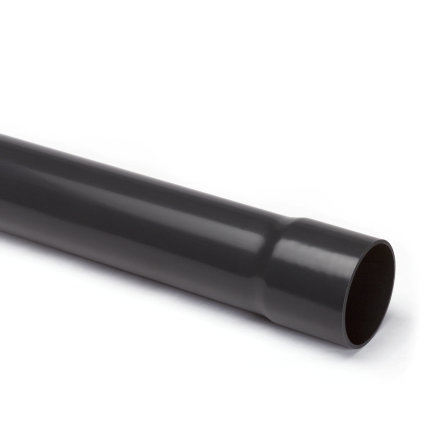 PVC-Druckrohr mit vorgeformter Klebemuffe, dunkelgrau, RAL 7011, 32 x 1,6 mm, 10 bar, L = 5 m, Kiwa 