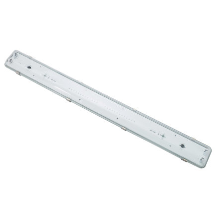 Adurolight® LED-Leiste ohne Röhren, doppelt, spritzw.gesch., PC-Abdeckung + Edelstahl-Clip, 2x 1,2 m 