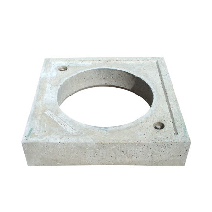 Fundatieplaat, beton, t.b.v. ronde putafdekking, voor schachtdiameter 615 mm, 900 x 900 x 200 mm 