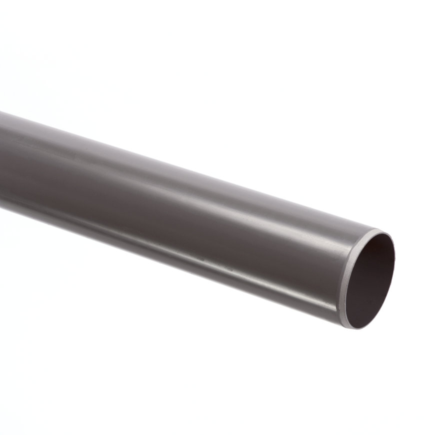 PVC-Kanalrohr mit glatten Enden, grau, RAL 7037, KOMO, SN4, L = maximal 5 m, 110 x 3,2 mm 