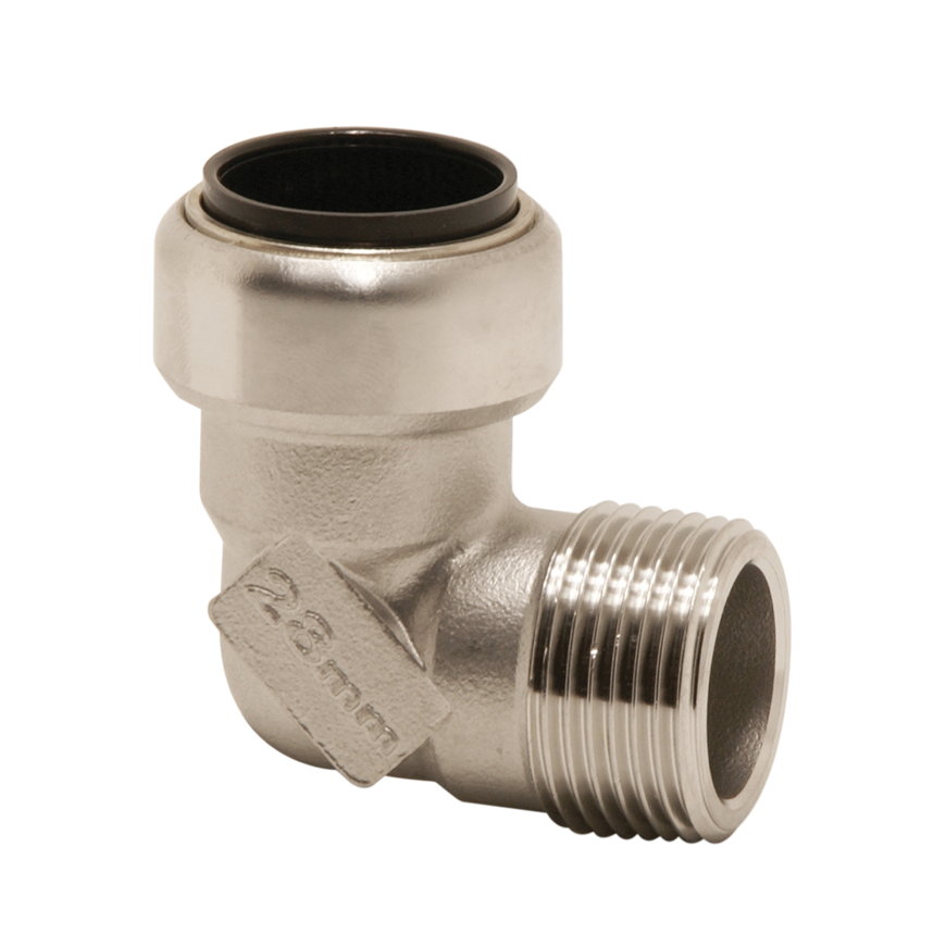 VSH Tectite knie 90°, rvs, steek x buitendraad, type TS092G, 22 mm x ¾" 