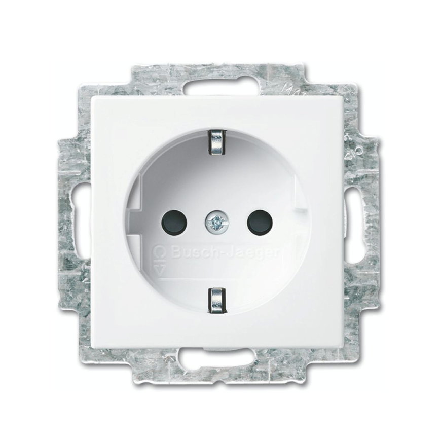 ABB Busch-Jaeger wandcontactdoos, enkel, Balance, randaarde en kinderbeveiliging, alpine wit 