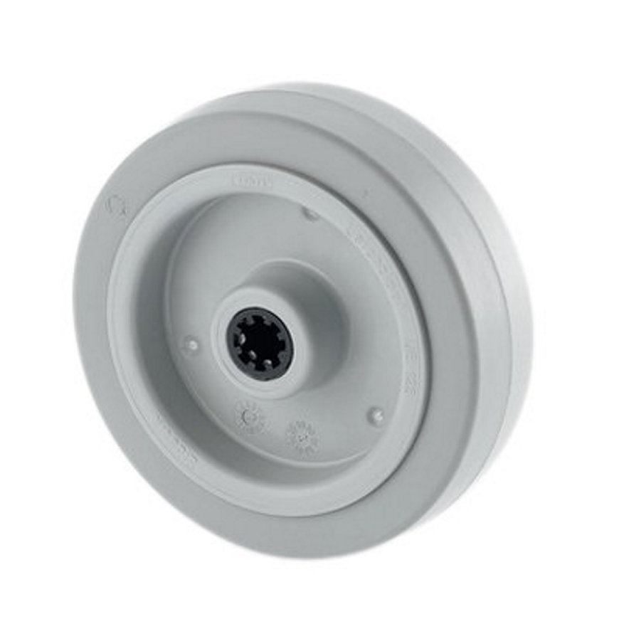 TENTE wiel, elastisch rubber, 125 mm, type UFR125x40-Ø12, grijs 
