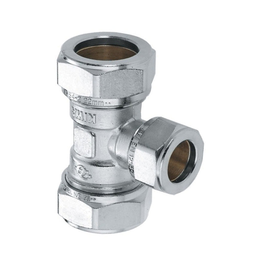 Bonfix Reduzierabzweig 90°, Messing verzinnt, 3x Klemmringverschr., Kiwa, Gastec QA, 22 x 15 x 22 mm 