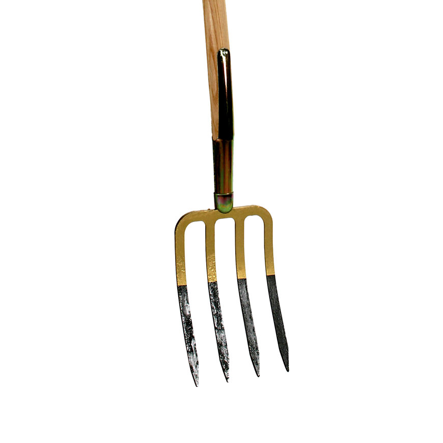 Talen Tools spitvork, 180 x 270 mm, zwaar, 4-tands, gewaxt essenhout steel 85 cm 