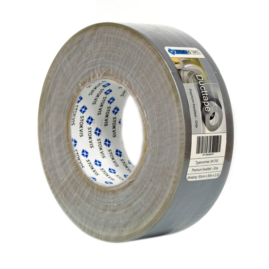 Stokvis duct tape premium, pe gecoate textiel, type 341700 GY, b = 50 mm, l = 50 m, grijs, per rol 