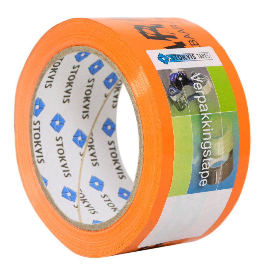 Stokvis Verpackungsband, PVC, Typ 010100 OR, B = 50 mm, L = 66 m, orange, (abbaubar), pro Rolle 