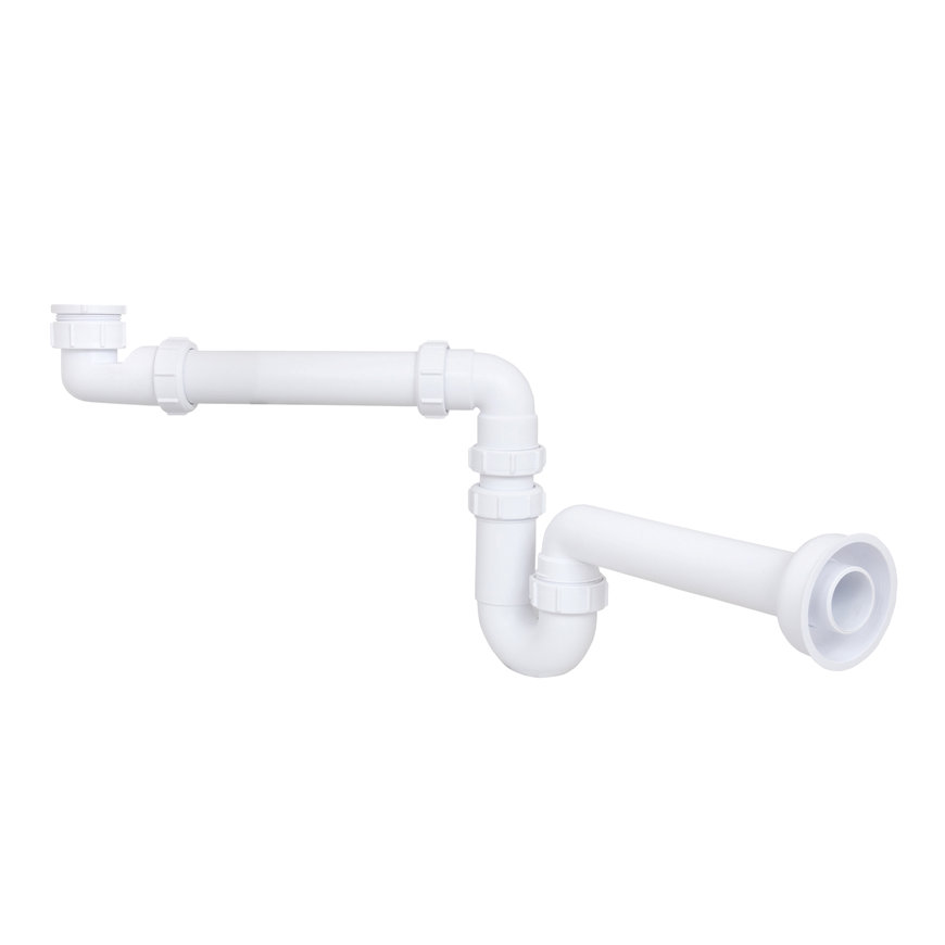 McAlpine P-Siphon, mit Wandrohr und Rosette, PP, weiß, 1¼" - 1½" x 40 mm 