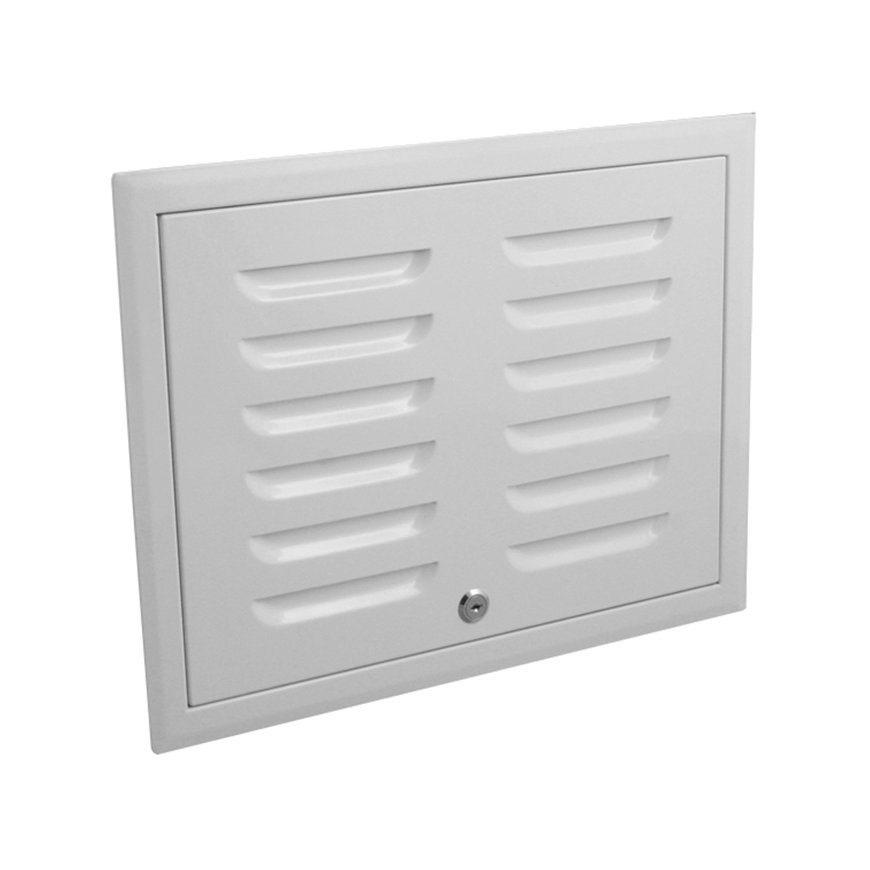 Nedco inspectierooster met slot, staal, 400 x 300 mm, wit 