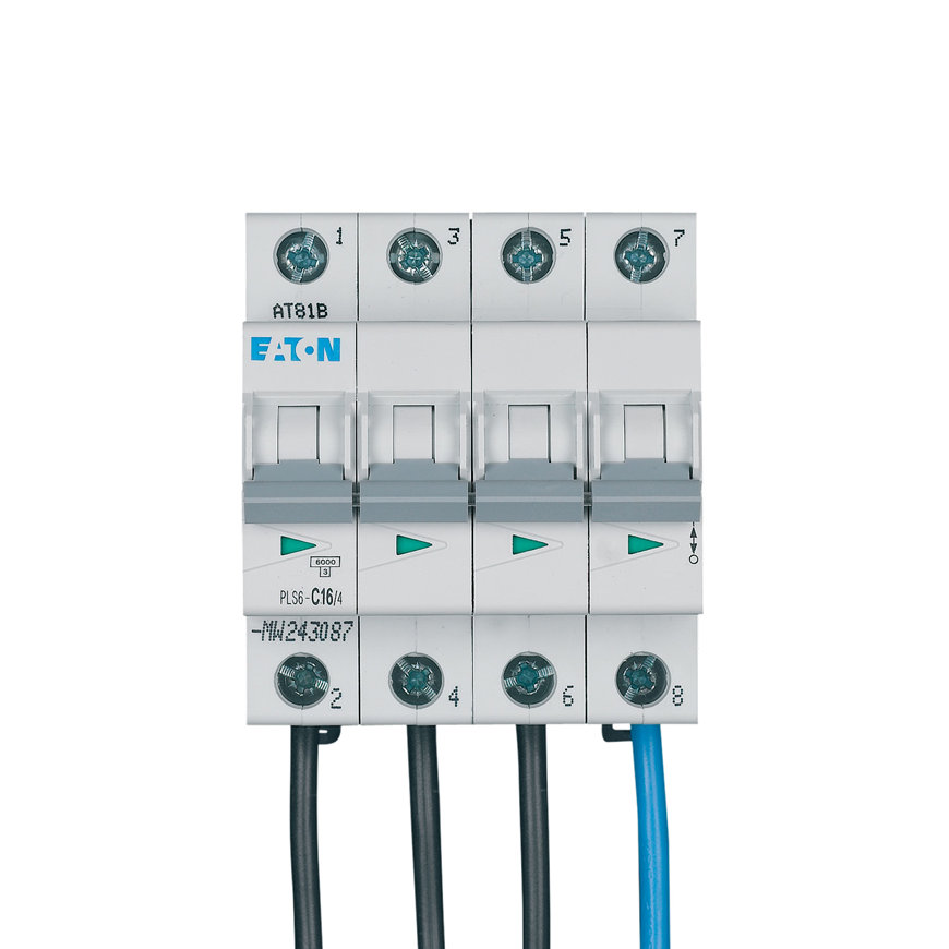 Eaton Systeem 55 installatieautomaat, type PLS6-C16-4-MW-FLO, 4-p, 16 A, C-kar., 1742421 