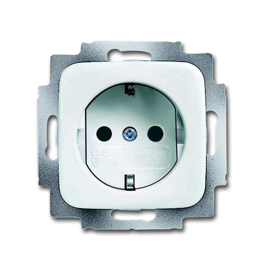 ABB Busch-Jaeger wandcontactdoos, Reflex SI, met RA, kinderveiligheid, enkel, alpin wit