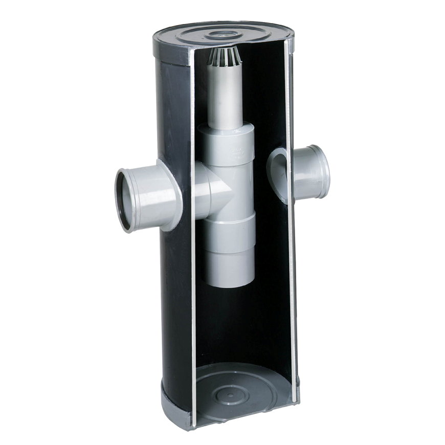 Duborain zandvangput, pvc, 400 mm, aansluiting 2x 160 mm, grijs 