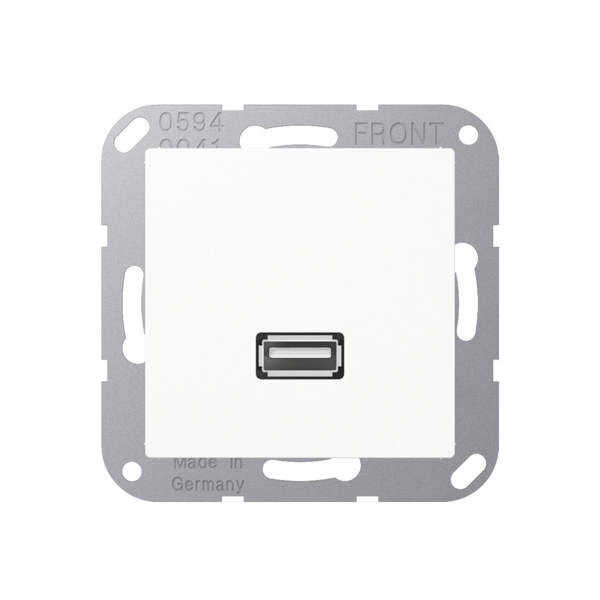 Jung USB aansluitdoos, inbouw, voor AS range, USB 2.0, alpine wit 