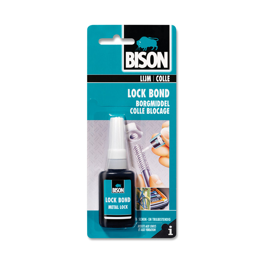 Bison Lock Bond, Sicherungsmittel für Bolzen, Muttern und Schrauben aus Metall, Flasche à 10 ml 