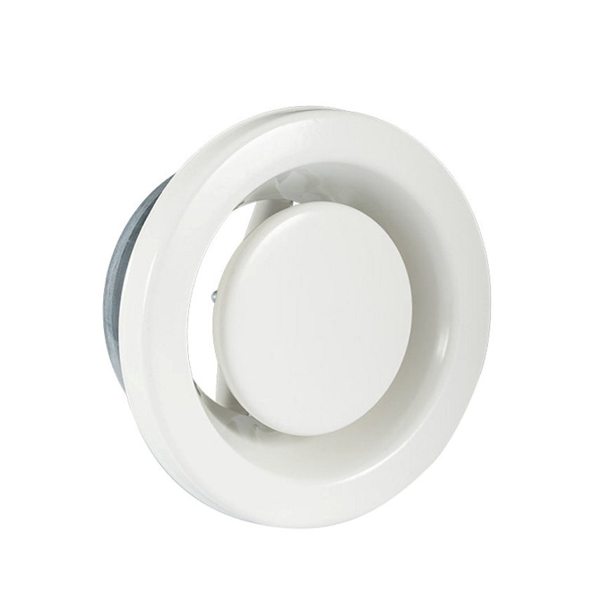 Nedco afzuigventiel met klemmen, staal, opbouwhoogte 16 mm, wit, Ø 80 mm 