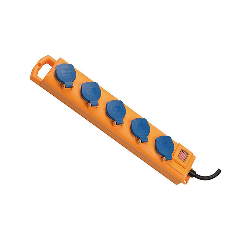 Brennenstuhl stekkerdoos, met RA, schakelaar, oranje/blauw, IP54, 5-voudig, l = 2 m H07RN-F kabel 