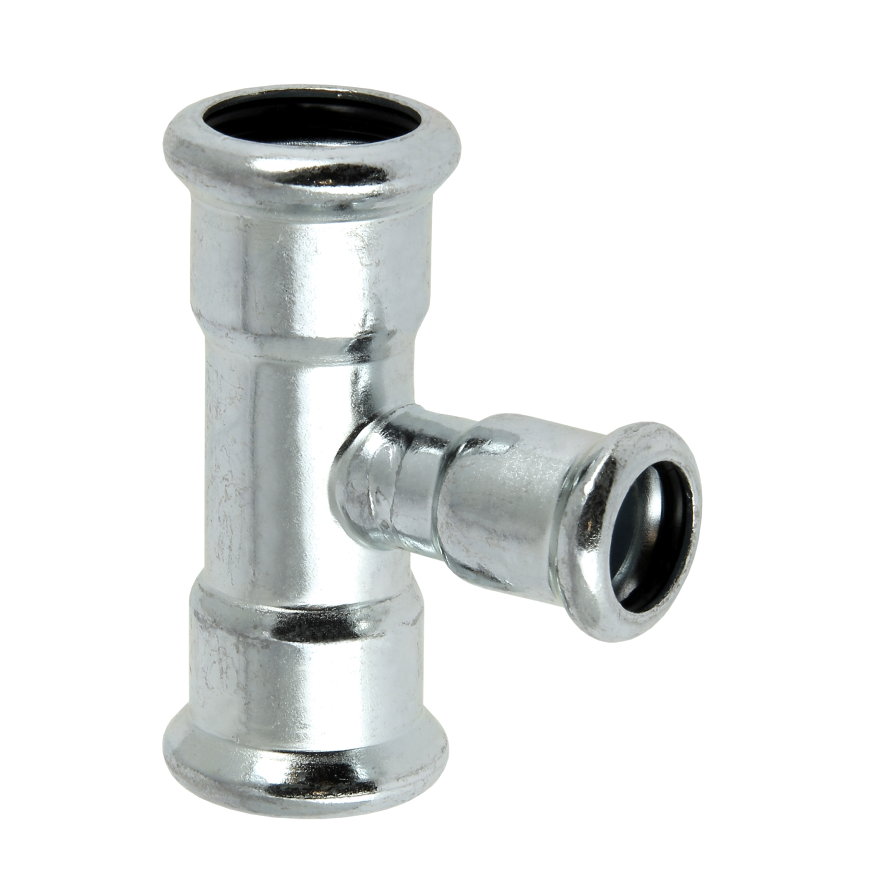 Bonfix verloop T-stuk 90°, Press, staal verzinkt, 3x pers, epdm 22 x 28 x 22 mm 