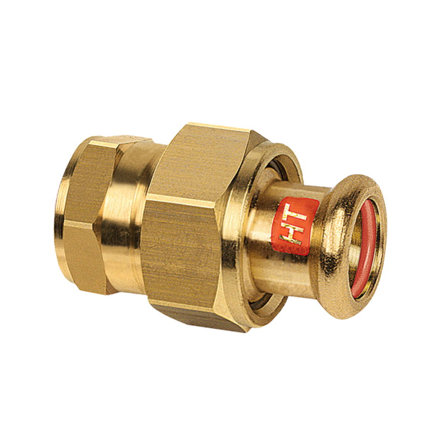 Bonfix 3-delige schroef koppeling, Press, roodkoper, bi.dr. x pers, vlakke dichting, fkm, ¾" x 15 mm 