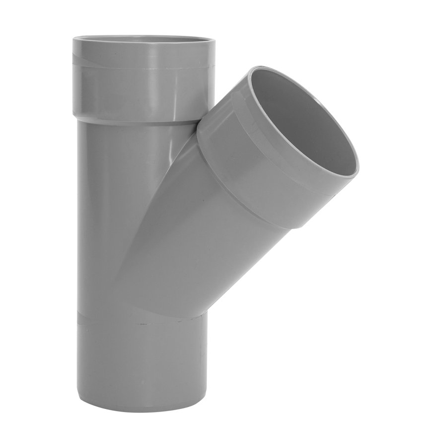 Pipelife T-stuk 45°, pvc, 2x inwendig lijm/1x uitwendig lijm, grijs, KOMO, 110 mm 