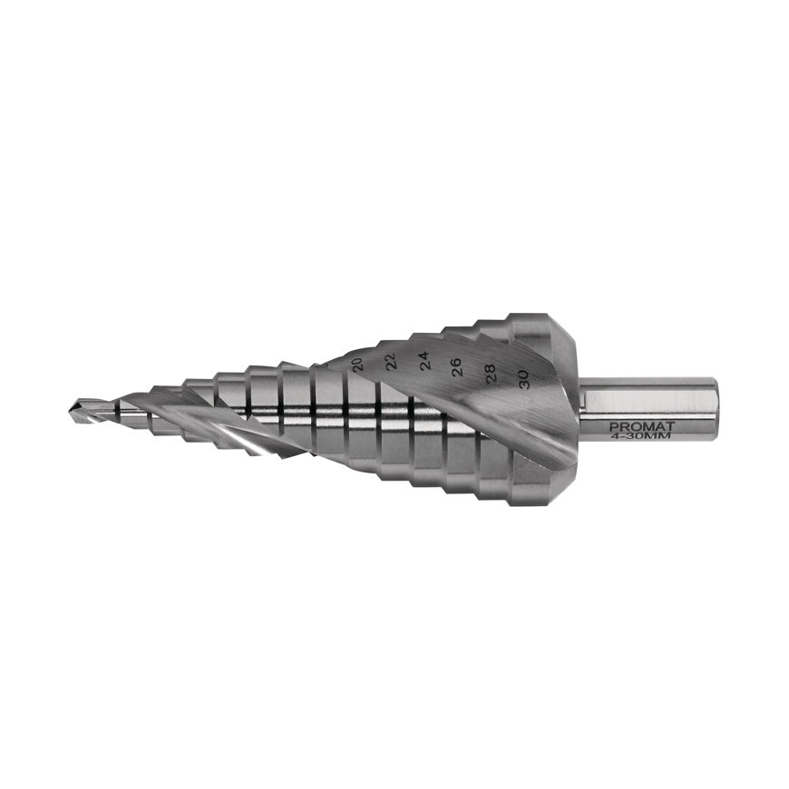 Promat getrapte boor, spiraalgegroefd, HSS, boorbereik 4-20mm 