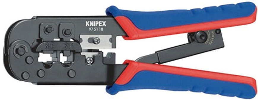 Knipex krimptang voor connectoren RJ 11/12 (6-polig), RJ 45 (8-polig) 