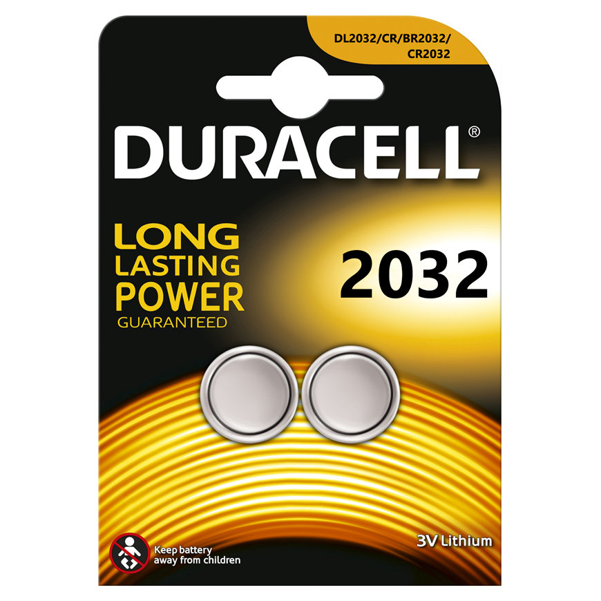 Duracell knoopcel batterij, CR2032, Lithium 3V, kaart à 2 stuks 