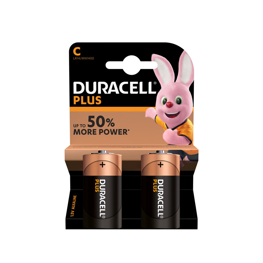 Duracell PlusPower alkaline batterij, baby/C, blister à 2 stuks 