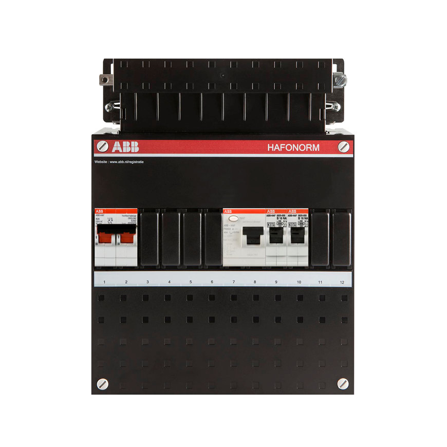 ABB HAD groepenkast, 1-f, HS 2-p, 40A, 2 gr. achter 2x ALS 30 mA, 220 x 220 mm 