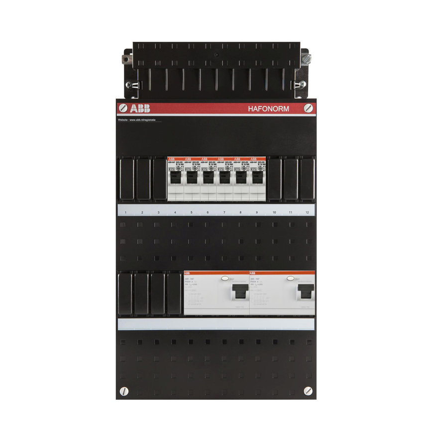 ABB HAD groepenkast, 3-f, 6 gr. achter 2x ALS 30 mA, 220 x 330 mm 