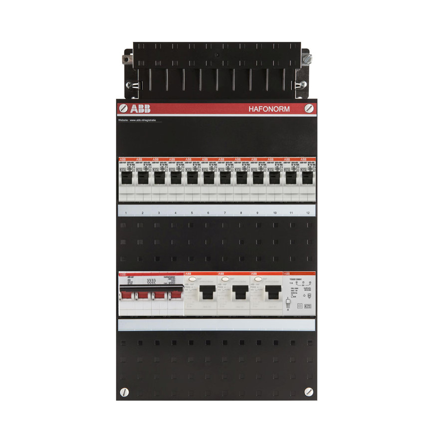 ABB HAD groepenkast, 3-f, beltrafo, HS 4-p, 40A, 12 gr. achter 3x ALS 30 mA, 220 x 330 mm 