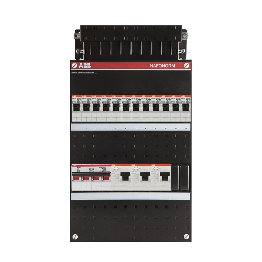 ABB HAD groepenkast, 3-f, HS 4-p, 40A, 12 gr. achter 3x ALS 30 mA, 220 x 330 mm 