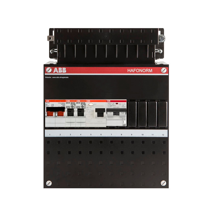 ABB HC groepenkast, 1-f, HS 2-p, 40A, 3 gr, 2x achter ALS 30 mA/1x Alamat, 220 x 220 mm 