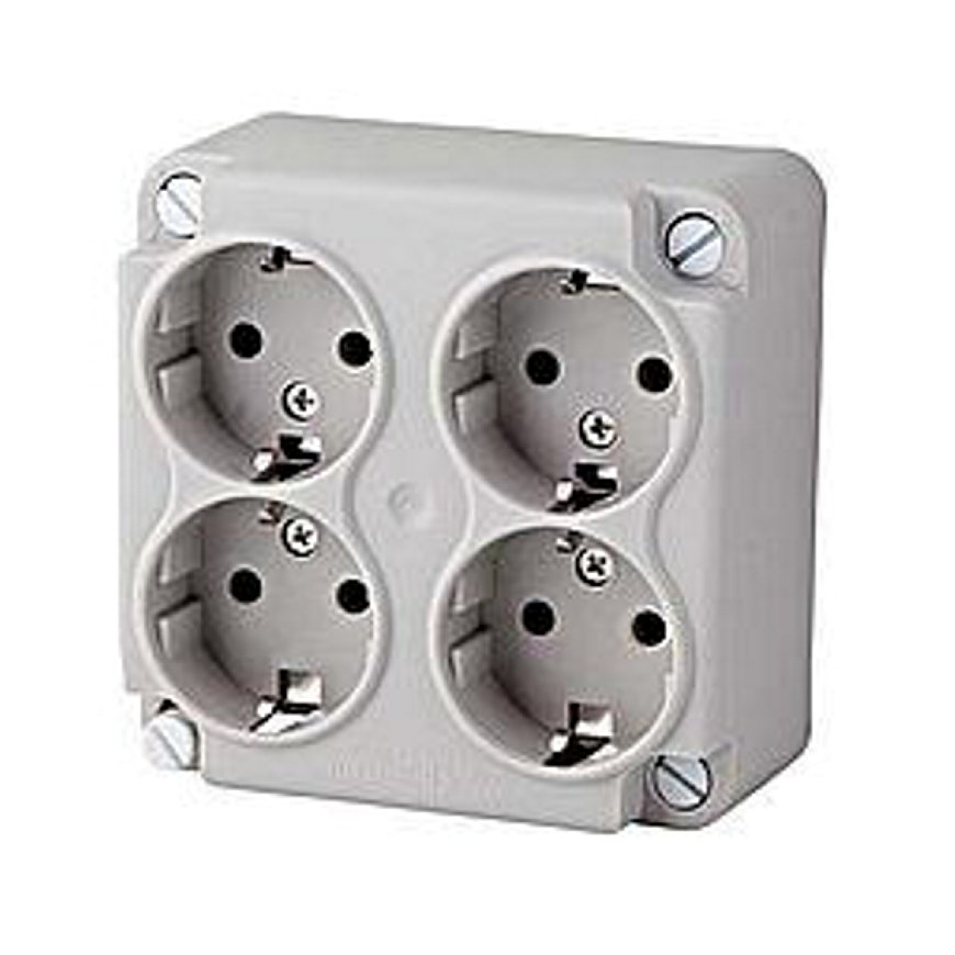 Power deksel kabeldoos, met wcd 4-voudig, grijs 