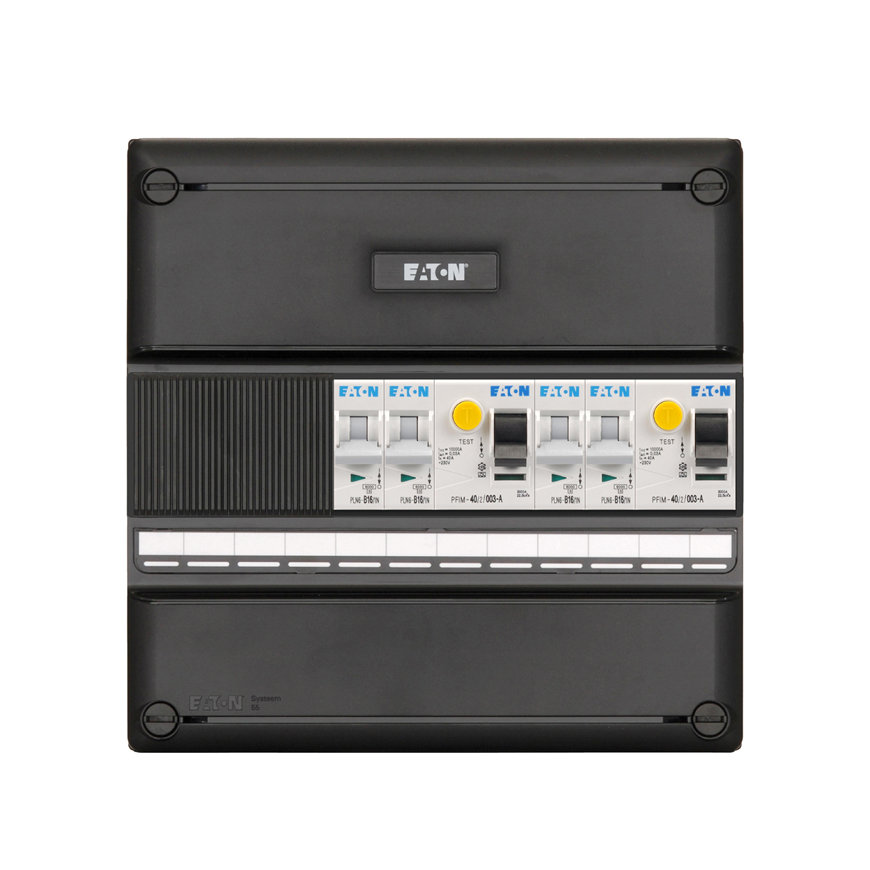Eaton S 55 groepenkast, 1-f, 4 gr. achter 2x ALS 30 mA 