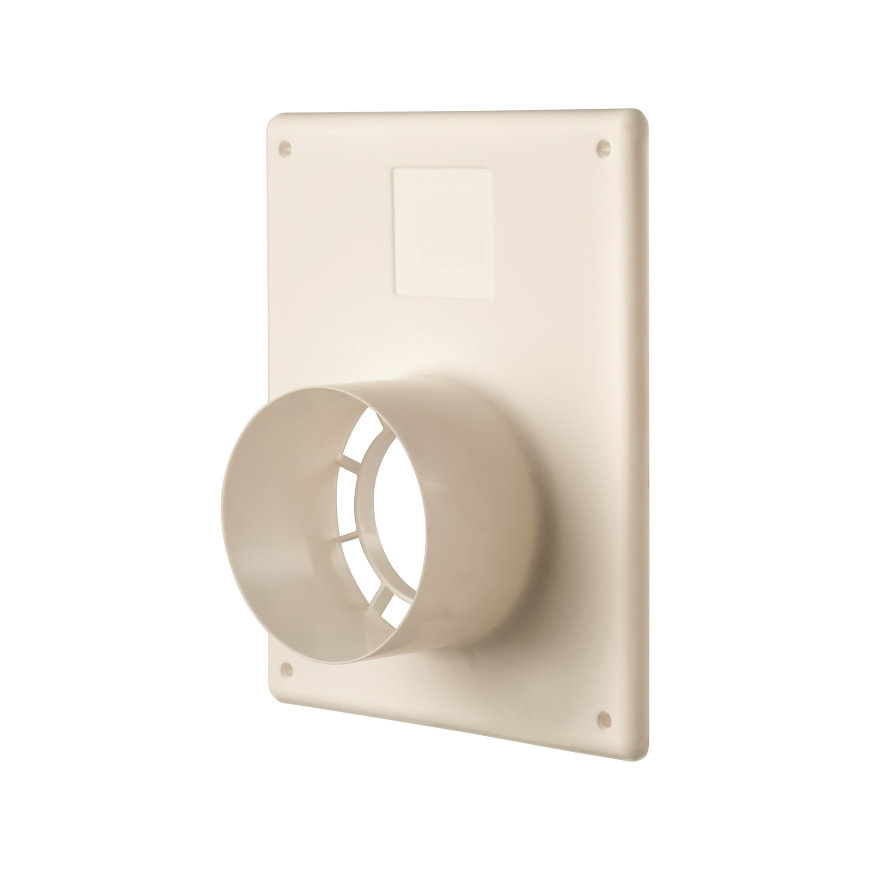 Ubbink muurplaat, Rolux Flex, met schachtaansluiting, kunststof, wit, 80 mm