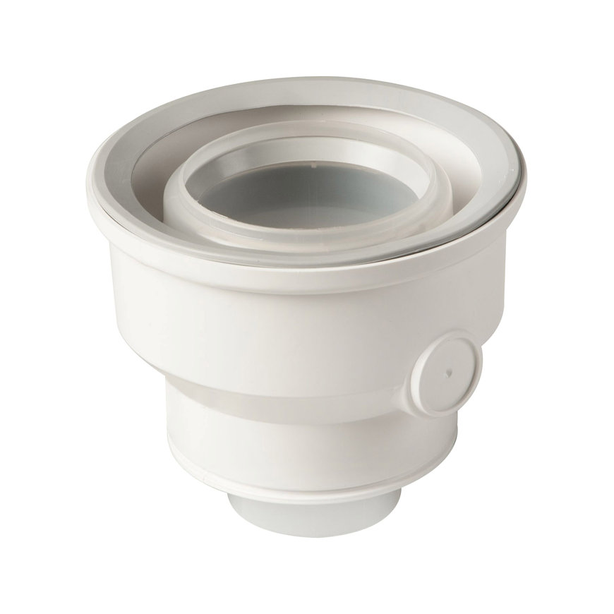 Ubbink UbiFit verloopstuk, concentrisch met push-fit, pp, wit, spie 60/100 mm x mof 80/125 mm 