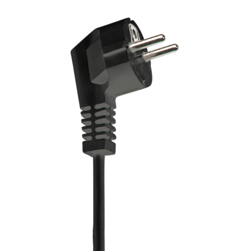 HK aansluitsnoer, stekker+ra, haaks/adereindhuls, H03VV-F, 3G 0,75 mm², zwart, 2 m 