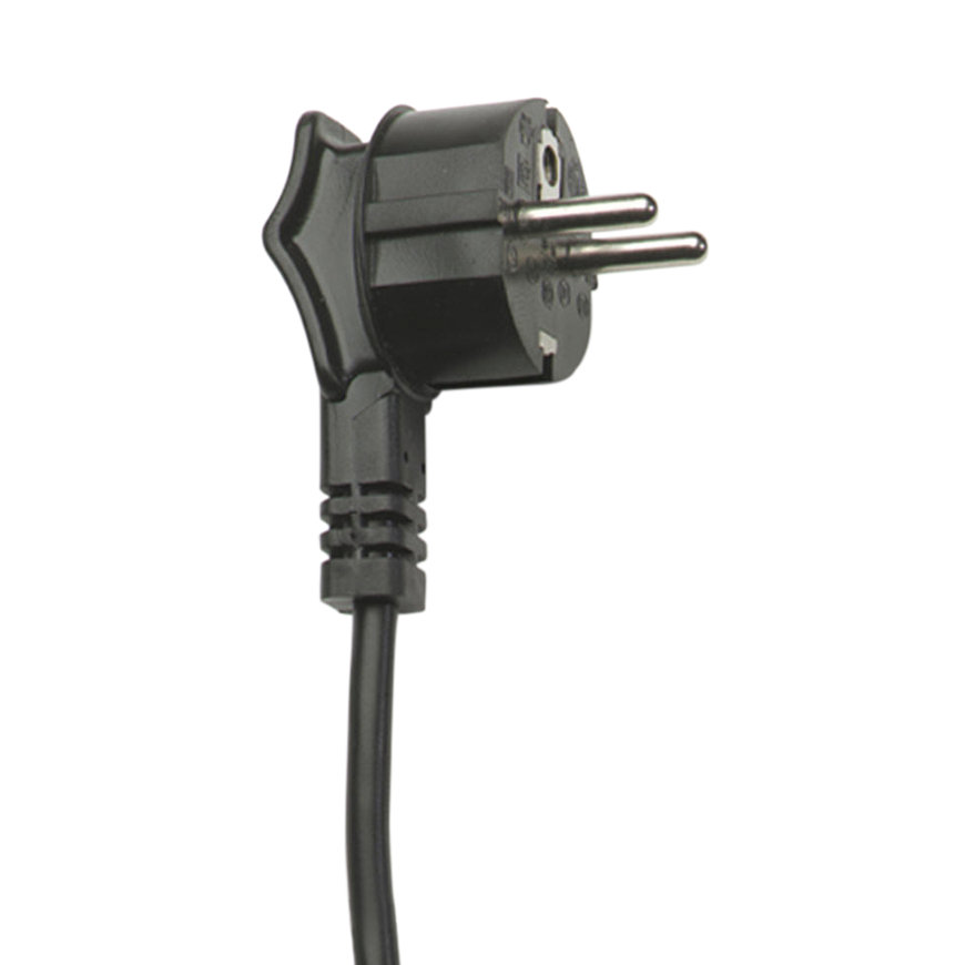 HK aansluitsnoer, stekker+ra, haaks/adereindhuls, H05V2V2-F, 3G 1 mm², zwart, 1 m, 90 °C