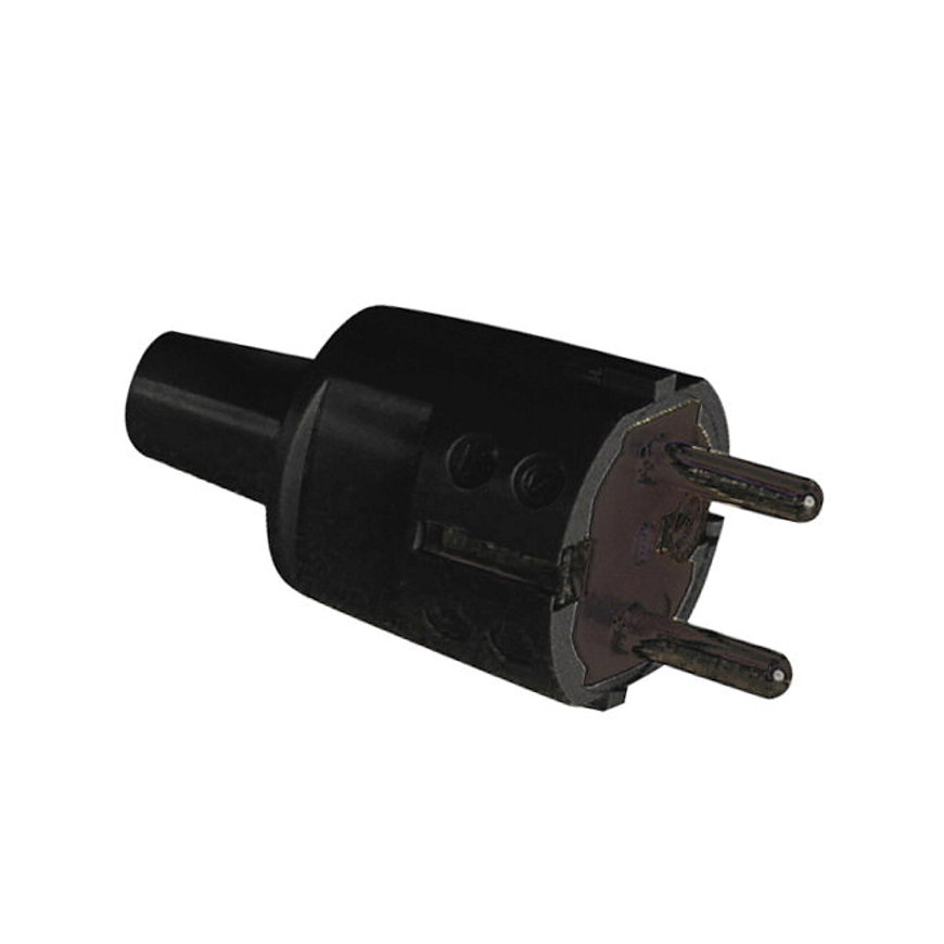 ABL geaarde stekker, schuko, 3-p, kunststof, IP00, zwart 