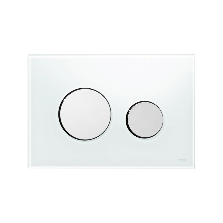 TECEloop wc bedieningspaneel voor duospoeltechniek, glas wit, toetsen glanzend chroom 