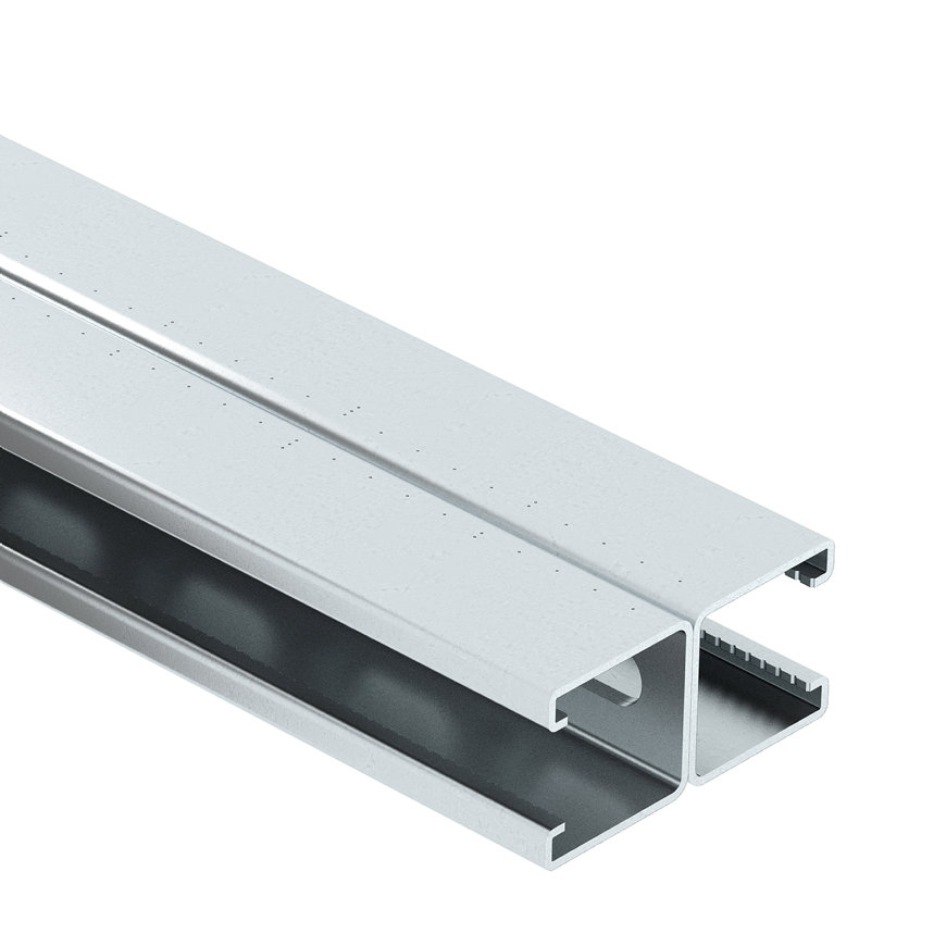 OBO montagerail, MAS4182, staal, dubbel, geperforeerd, 6000 x 41 x 82 mm 