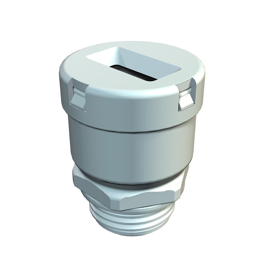 Wartel voor platte kabel, polyethyleen, metrische schroefdraad M20, steengrijs 