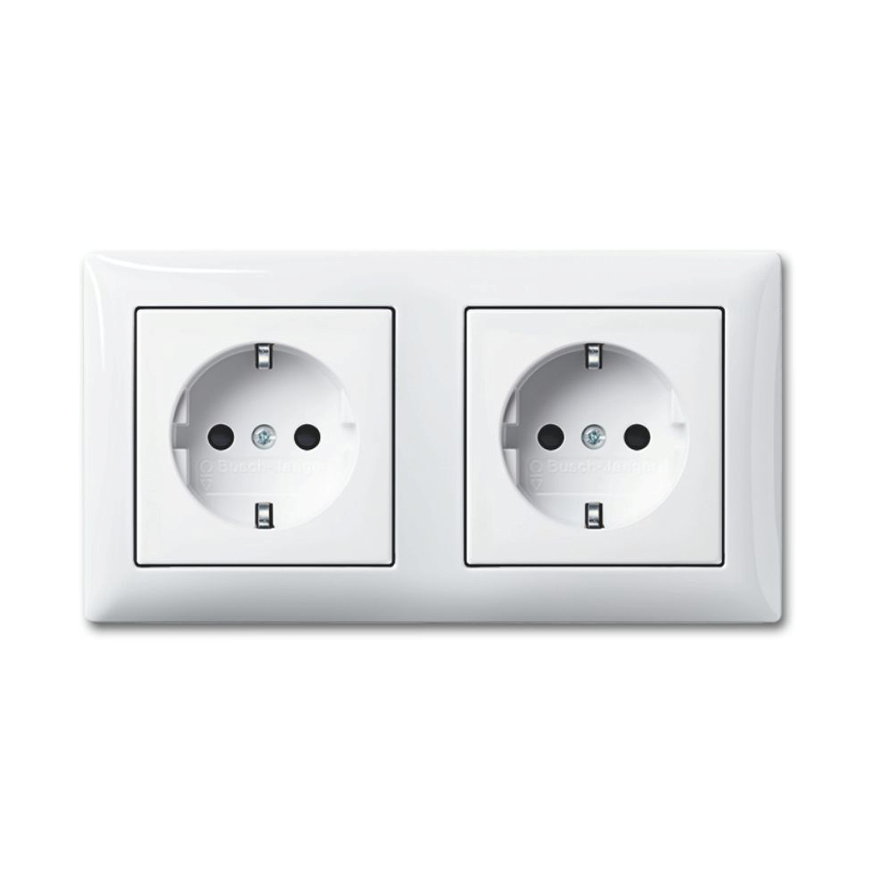 ABB Busch-Jaeger wandcontactdoos, Balance, dubbel, randaarde, met afdekraam, wit 