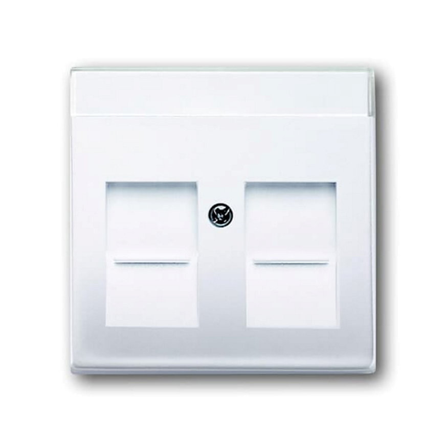 ABB Busch-Jaeger afdekplaat, Future linear, voor Modular Jack, 2-voudig, met schuifjes, wit 