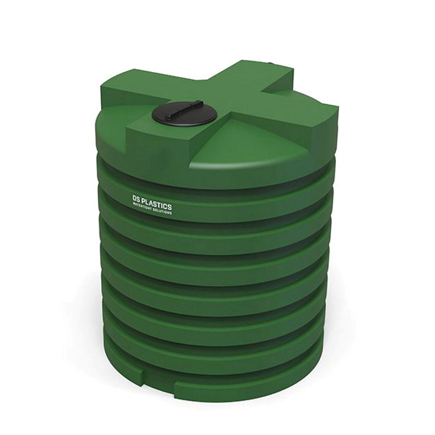 Regenwatertank, pe, groen, 5000 liter, Ø 180 cm, h = 212 cm, bovengronds 