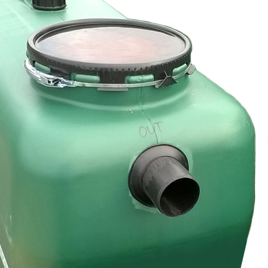Überlaufanschluss für Regenwassertank, PE, Aufpreis, Ø 110 mm geschweißt 