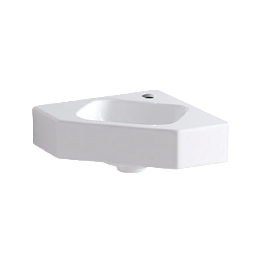 Geberit iCon hoekfontein, waskom, kraangat midden, keramiek, 460 x 330 x 130 mm, wit 