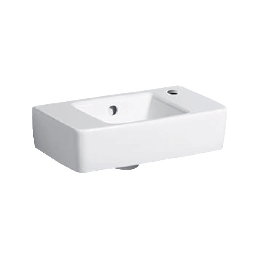 Geberit fontein, type Renova plan, 400 x 250 x 150 mm, rechthoek, overloop, kraangat rechts, wit 