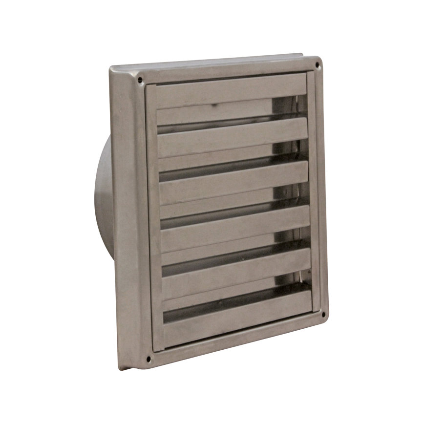 Nedco ventilatierooster, rvs 304, vaste lamellen, 125 mm 